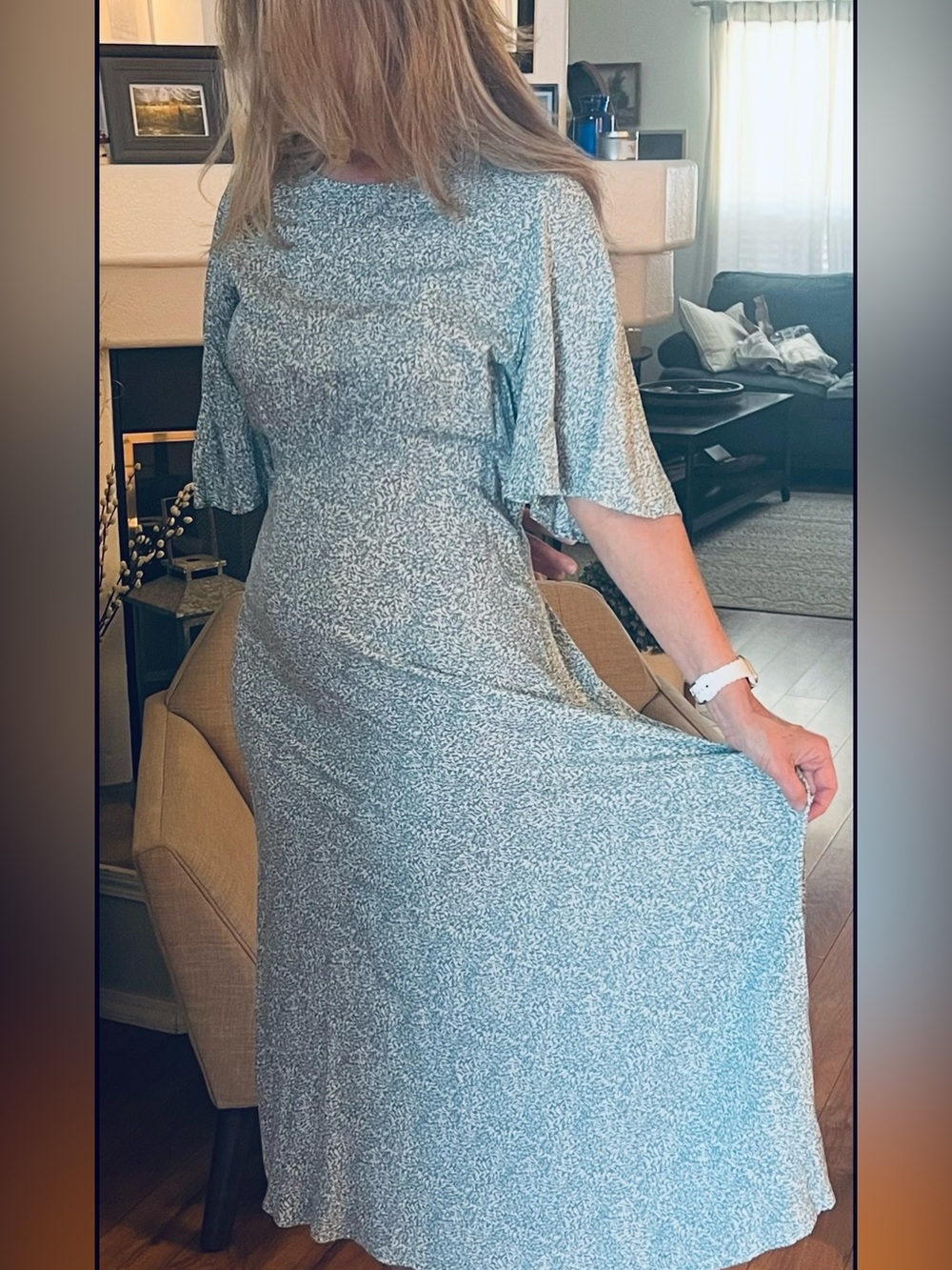 Women's Light Blue Floral Midi Dress